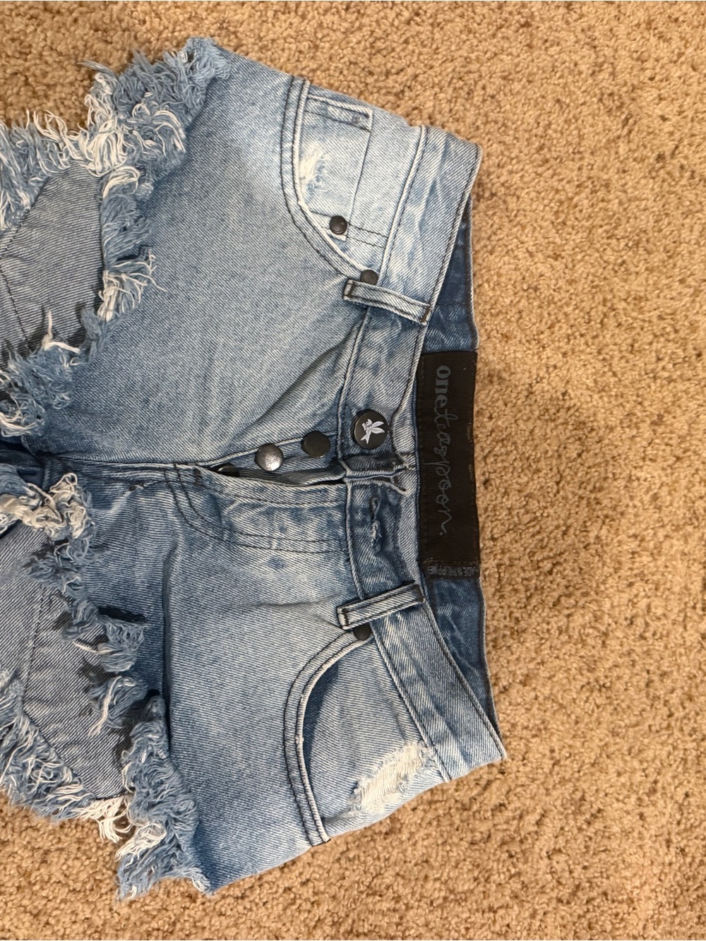 One Teaspoon Light Wash Distressed Denim Cutoff Shorts